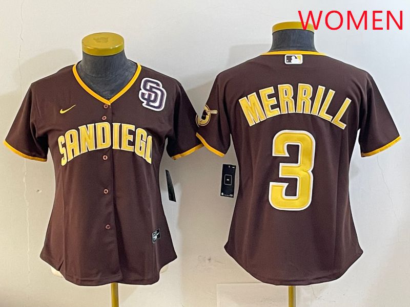 Women San Diego Padres #3 Merrill Brown Game 2025 Nike MLB Jersey style 2